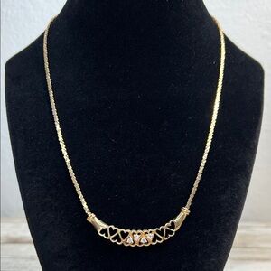Super Trendy and Very Cool Gold Heart Necklace Signed Korea